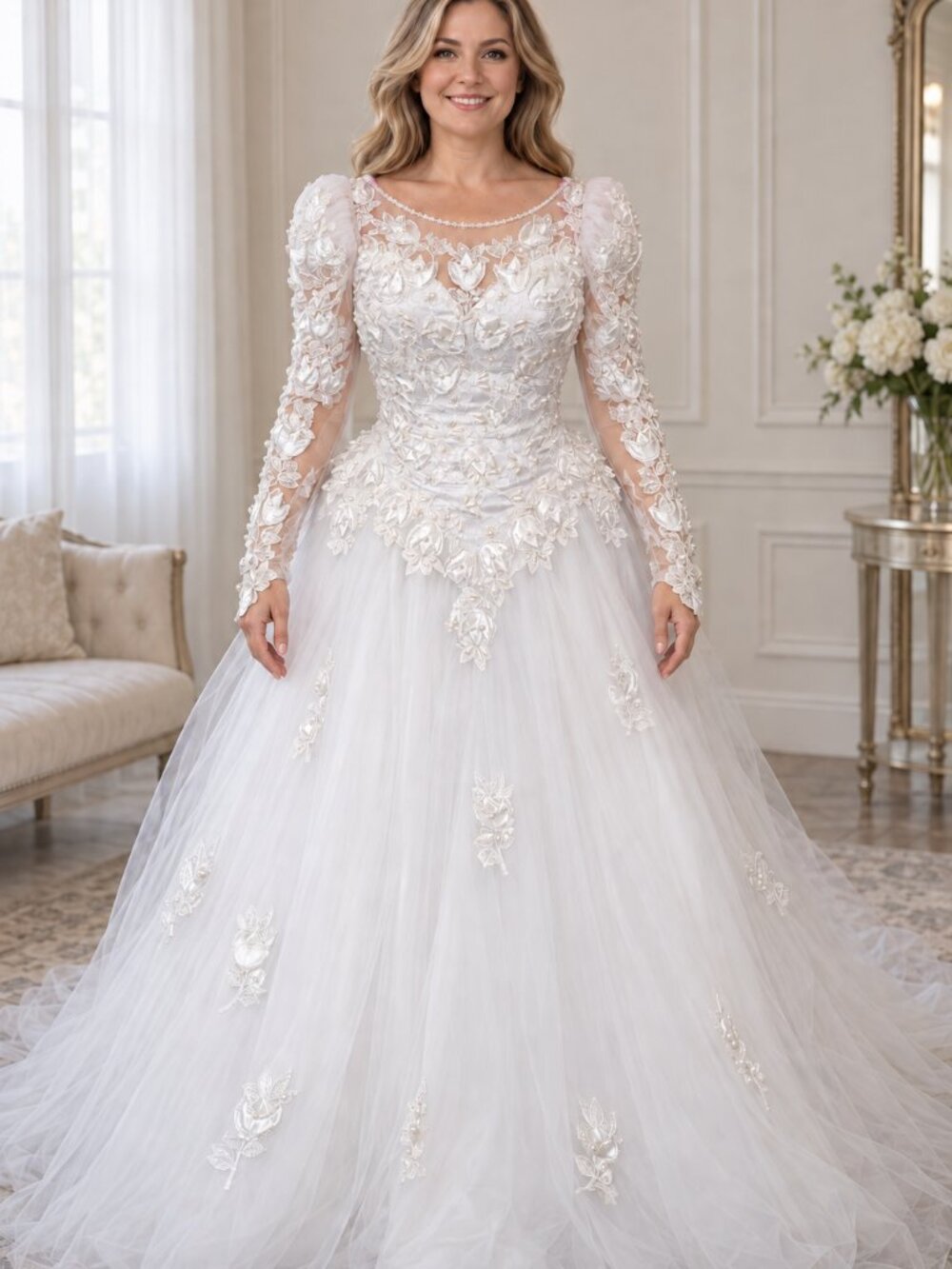 Vintage Bonny Wedding Dress Size 10 Long Sleeve